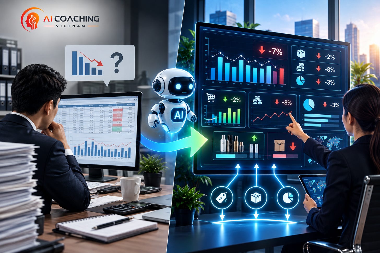 Từ việc phân tích báo cáo “lệch bao nhiêu” (Variance Reporting) → sang giải thích “vì sao lệch và yếu tố nào đang tạo ra