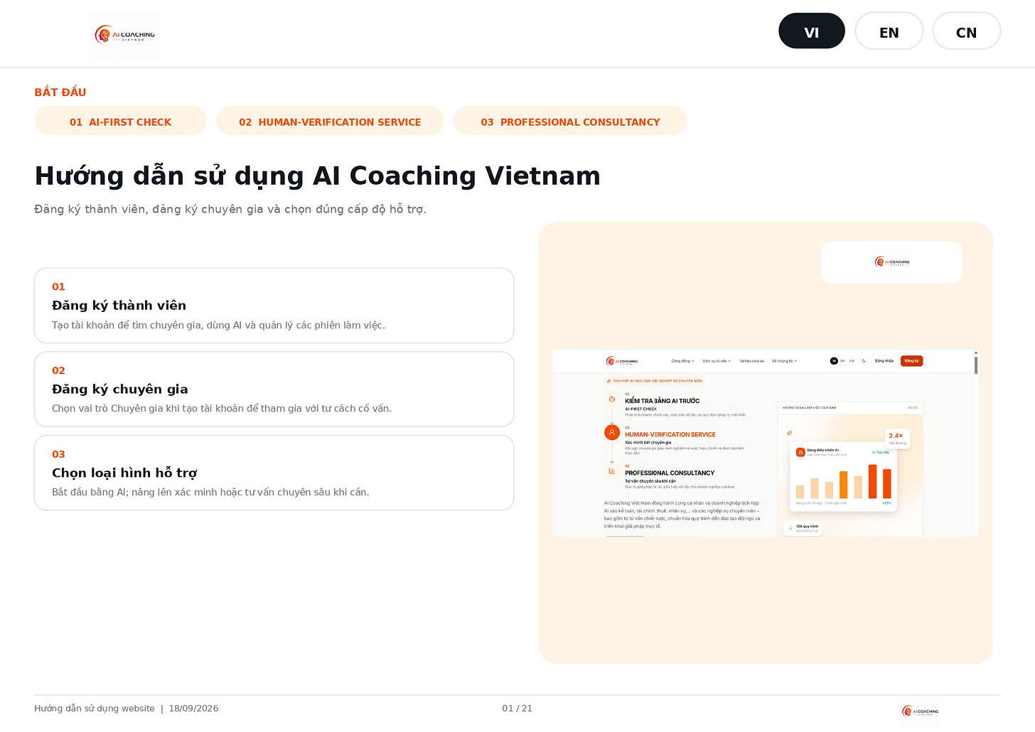 Tài liệu hướng dẫn sử dụng website bằng tiếng Việt, tiếng Anh và tiếng Trung được cung cấp tại đây (https://drive.google